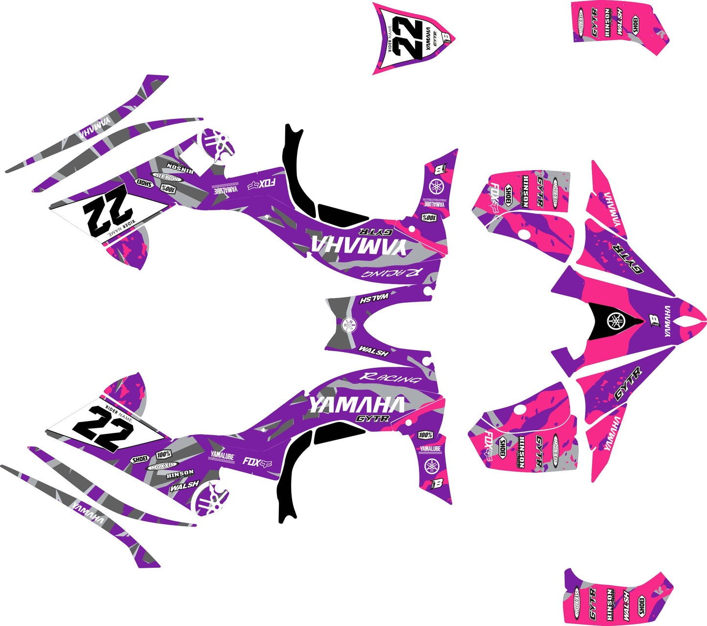 YAMAHA YFZ 450 FULL GRAPHICS KIT ''CAMED PURPLE'' DESIGN