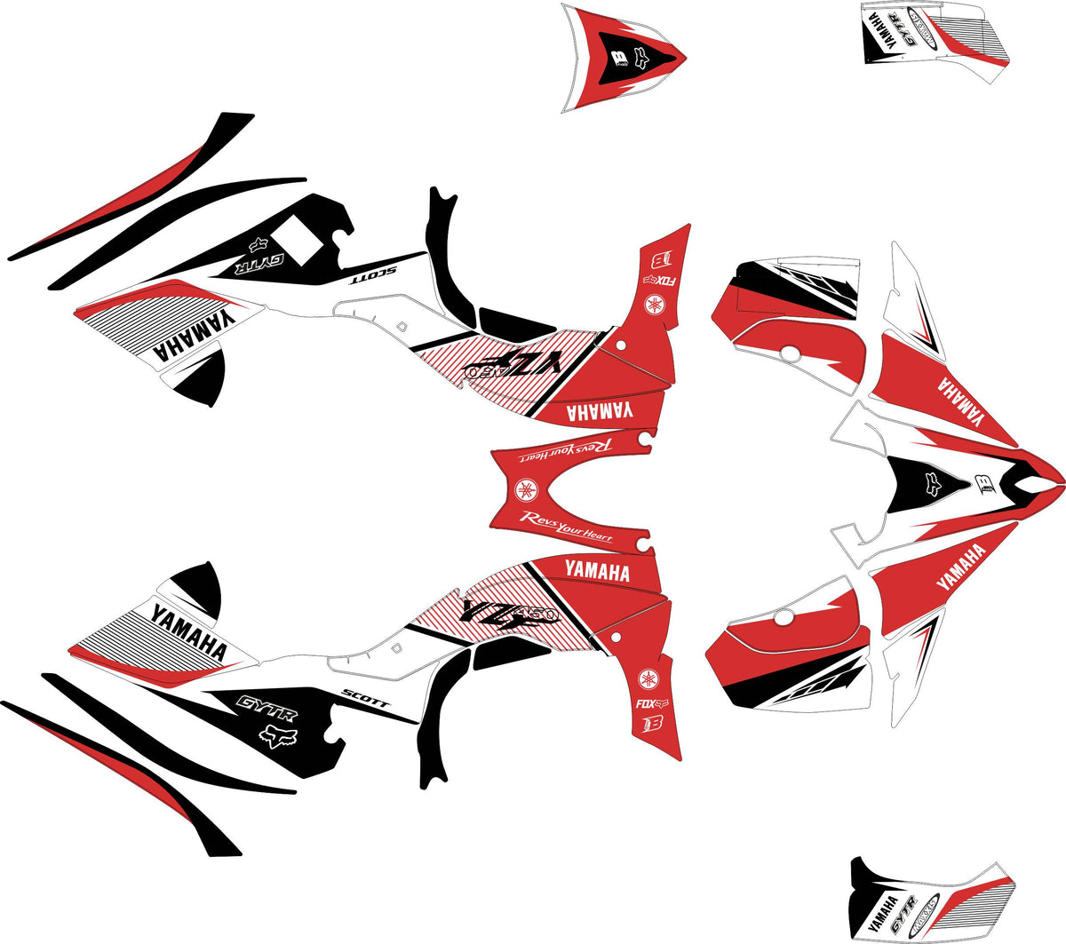 Red Graphix YAMAHA YFZ 450 FULL GRAPHICS KIT ''ORIGINAL RED'' DESIGN – bling graphix