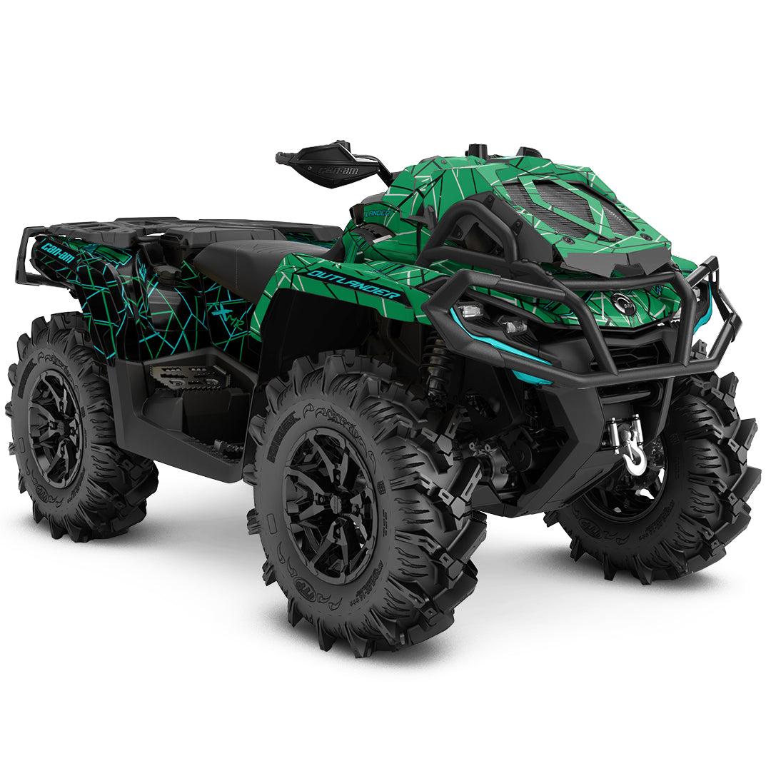 CAN-AM OUTLANDER G2 FULL GRAPHICS KIT "LINED GREEN" DESIGN