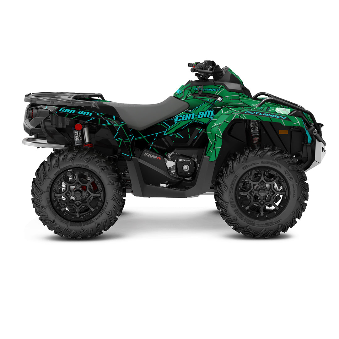 CAN-AM OUTLANDER G2 FULL GRAPHICS KIT "LINED GREEN" DESIGN