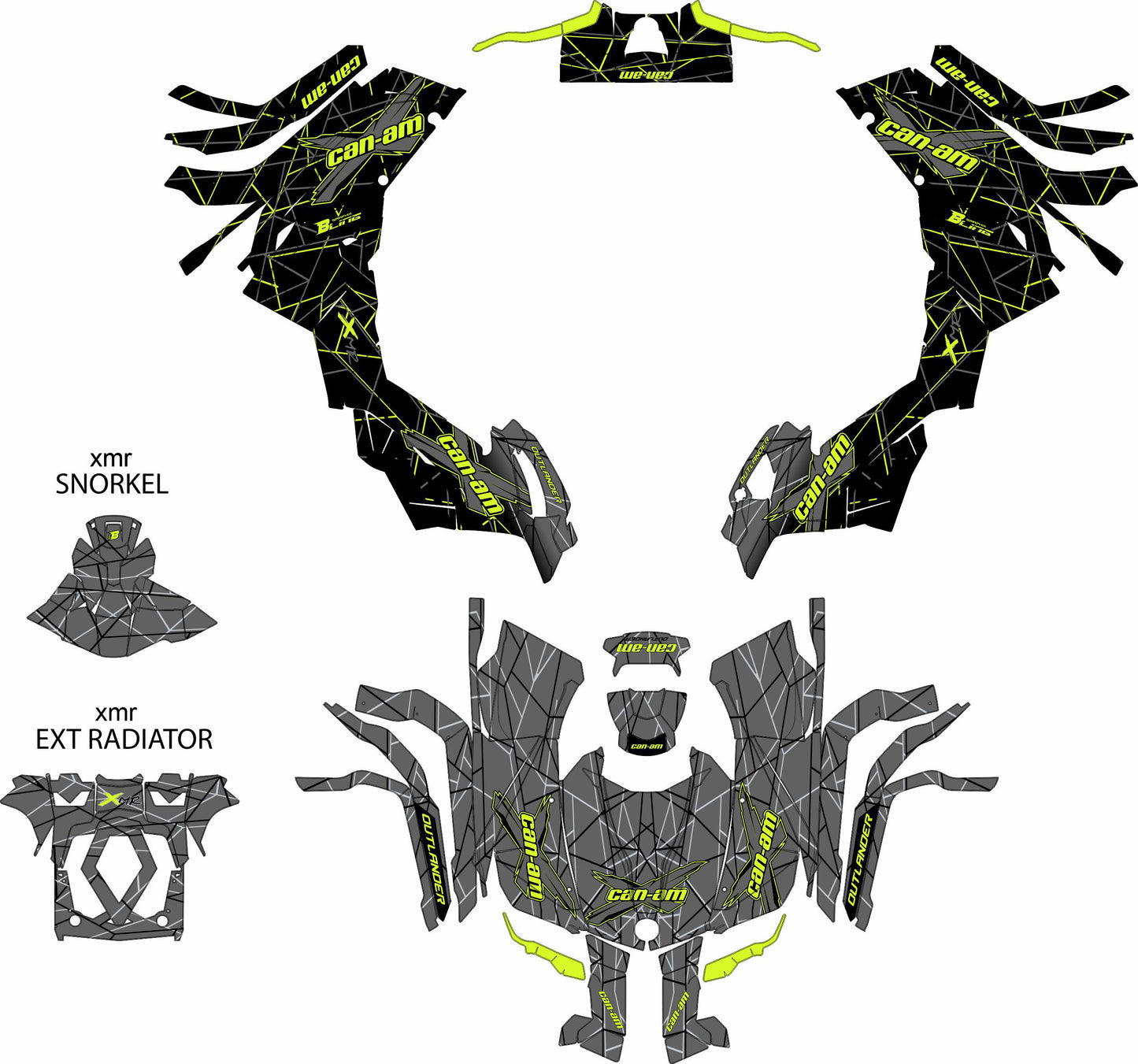 CAN-AM OUTLANDER G2 FULL GRAPHICS KIT "LINED GREY" DESIGN