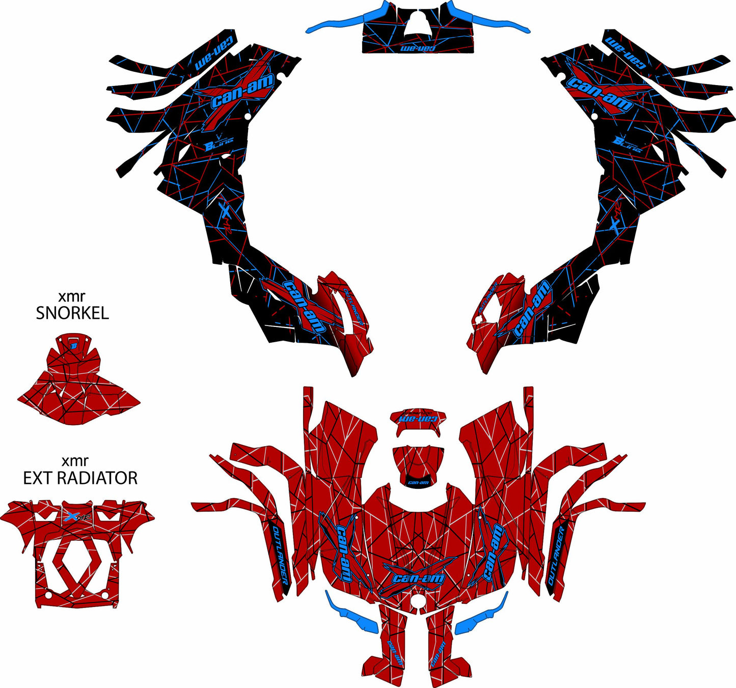 CAN-AM OUTLANDER G2 FULL GRAPHICS KIT "LINED RED" DESIGN