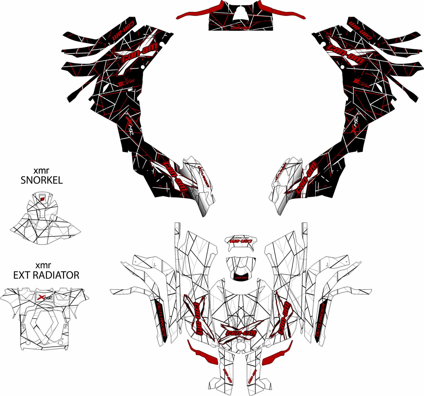 CAN-AM OUTLANDER G2 FULL GRAPHICS KIT "LINED WHITE" DESIGN