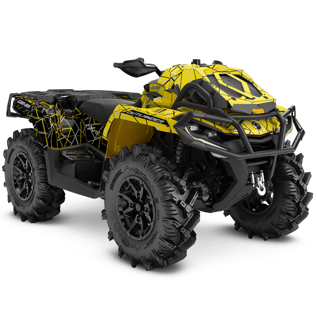 CAN-AM OUTLANDER G2 FULL GRAPHICS KIT "LINED YELLOW" DESIGN