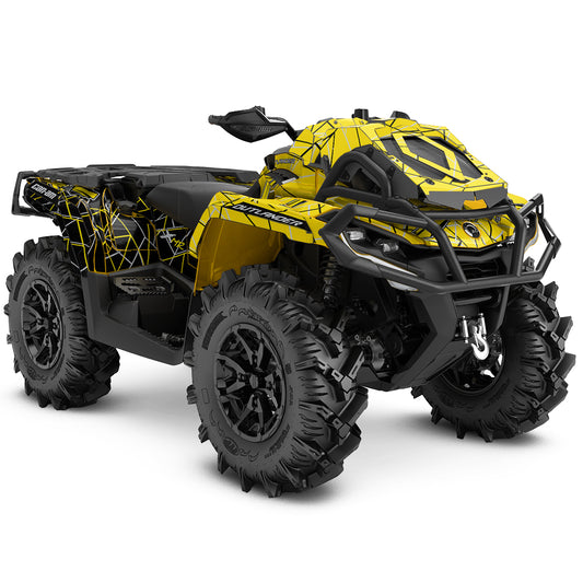 CAN-AM OUTLANDER G2 FULL GRAPHICS KIT "LINED YELLOW" DESIGN