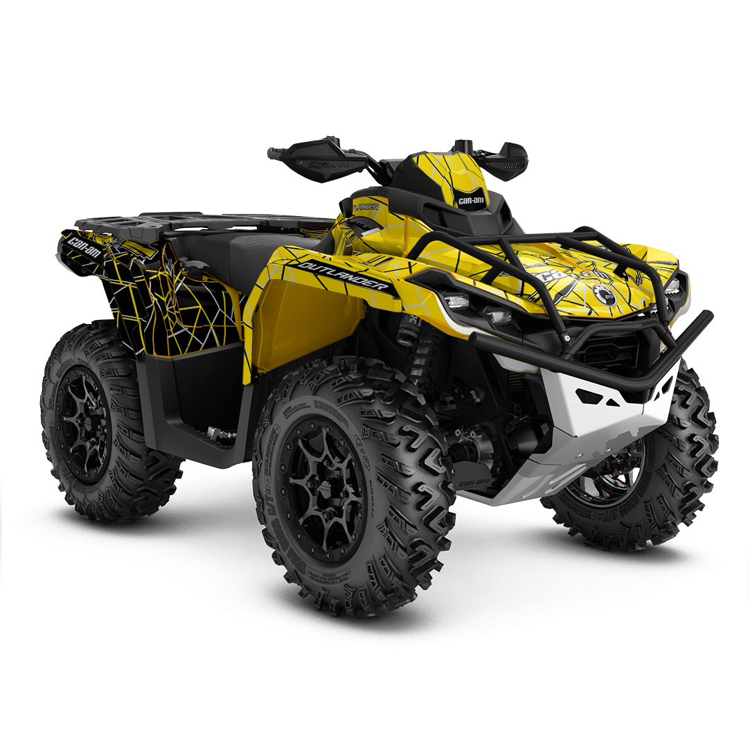 CAN-AM OUTLANDER G2 FULL GRAPHICS KIT "LINED YELLOW" DESIGN