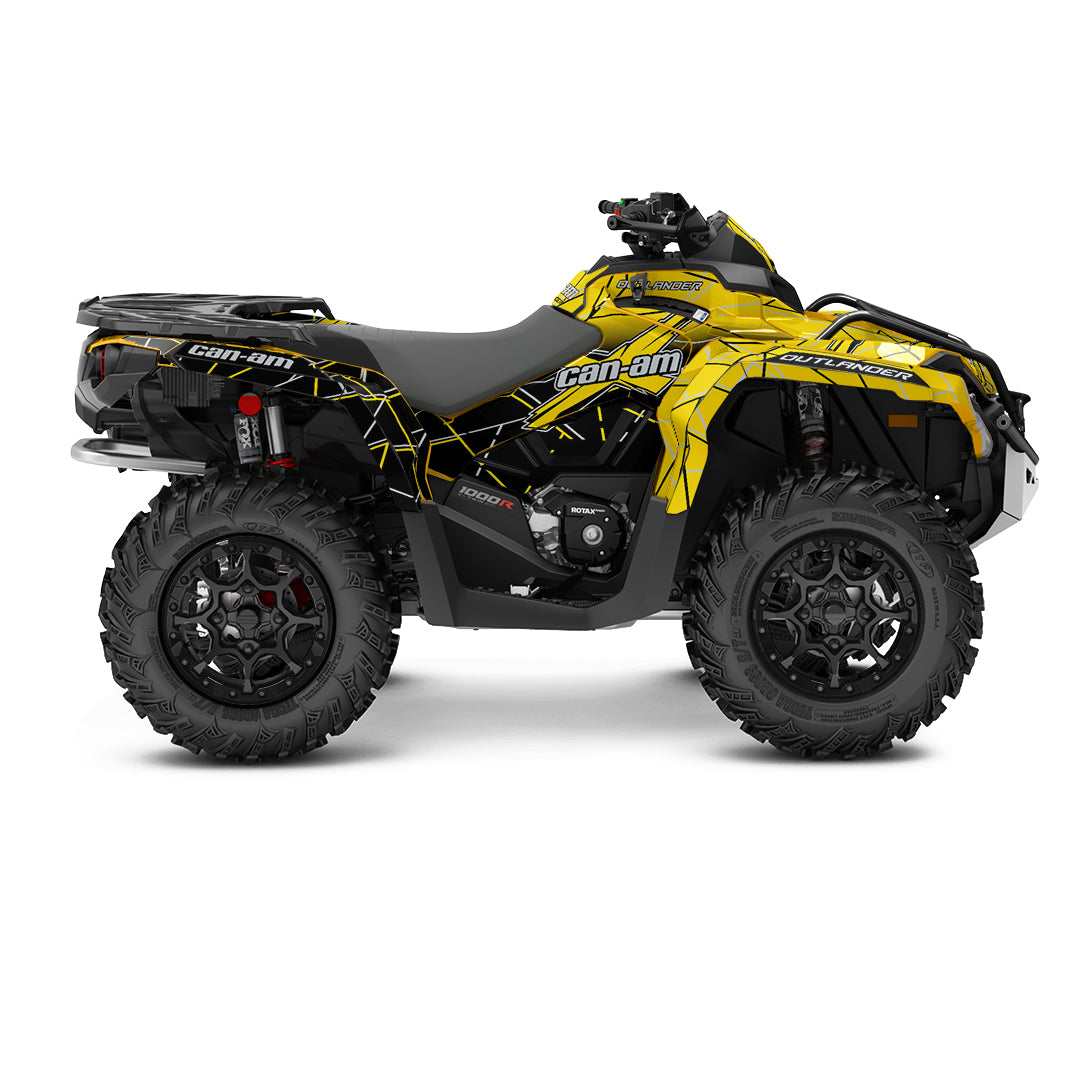 CAN-AM OUTLANDER G2 FULL GRAPHICS KIT "LINED YELLOW" DESIGN