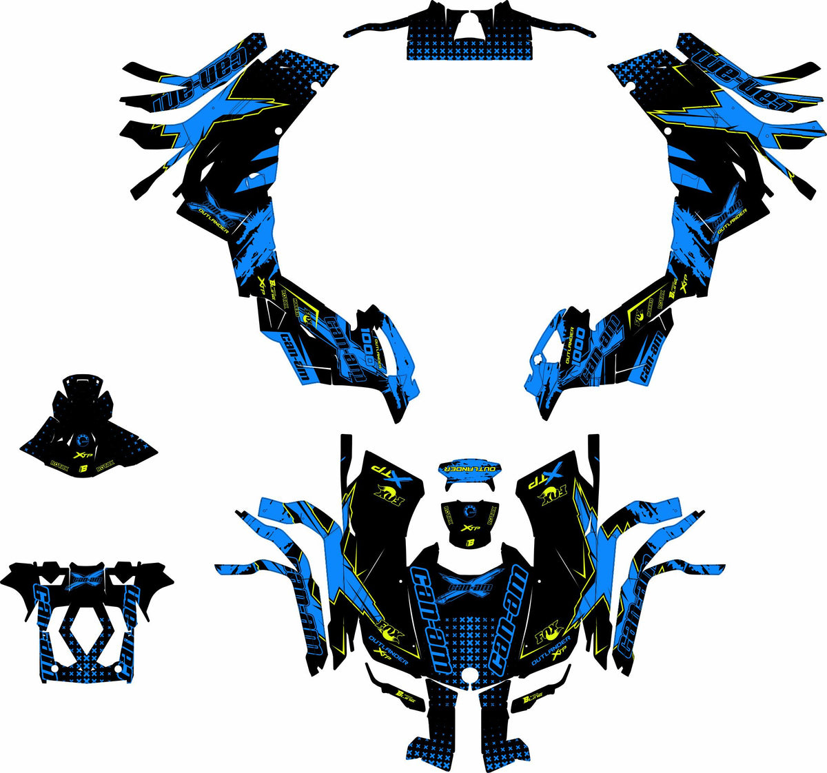CAN-AM OUTLANDER G2 FULL GRAPHICS KIT "PHASE-X BLUE" DESIGN
