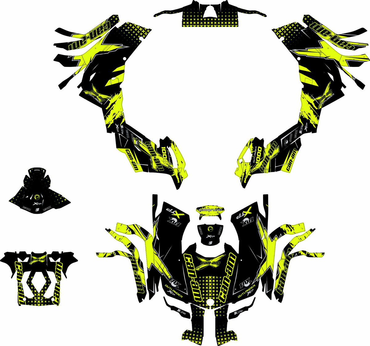 CAN-AM OUTLANDER G2 FULL GRAPHICS KIT "PHASE-X FLUO" DESIGN