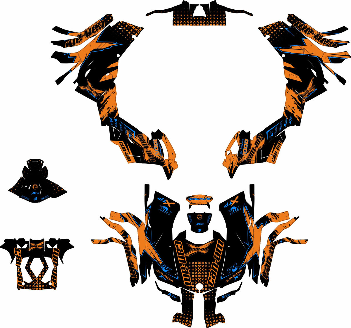 CAN-AM OUTLANDER G2 FULL GRAPHICS KIT "PHASE-X ORANGE" DESIGN