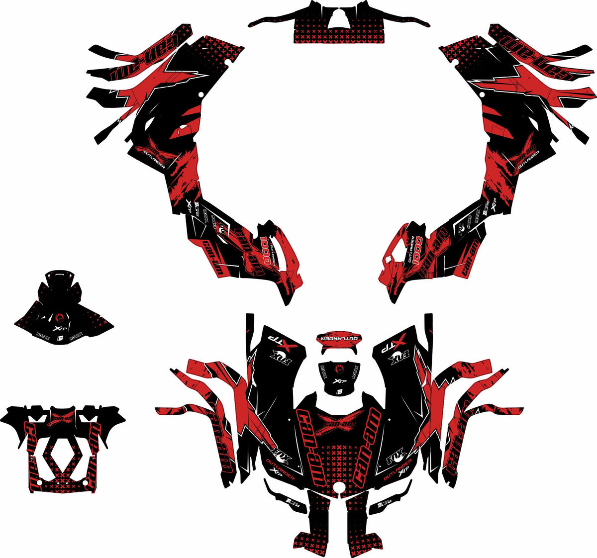 CAN-AM OUTLANDER G2 FULL GRAPHICS KIT "PHASE-X RED" DESIGN