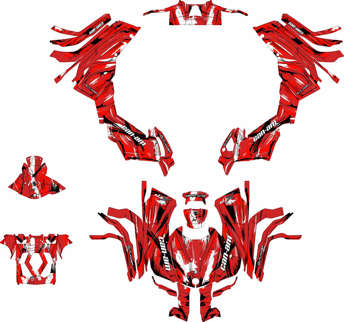 CAN-AM OUTLANDER G2 FULL GRAPHICS KIT "SHADED RED" DESIGN