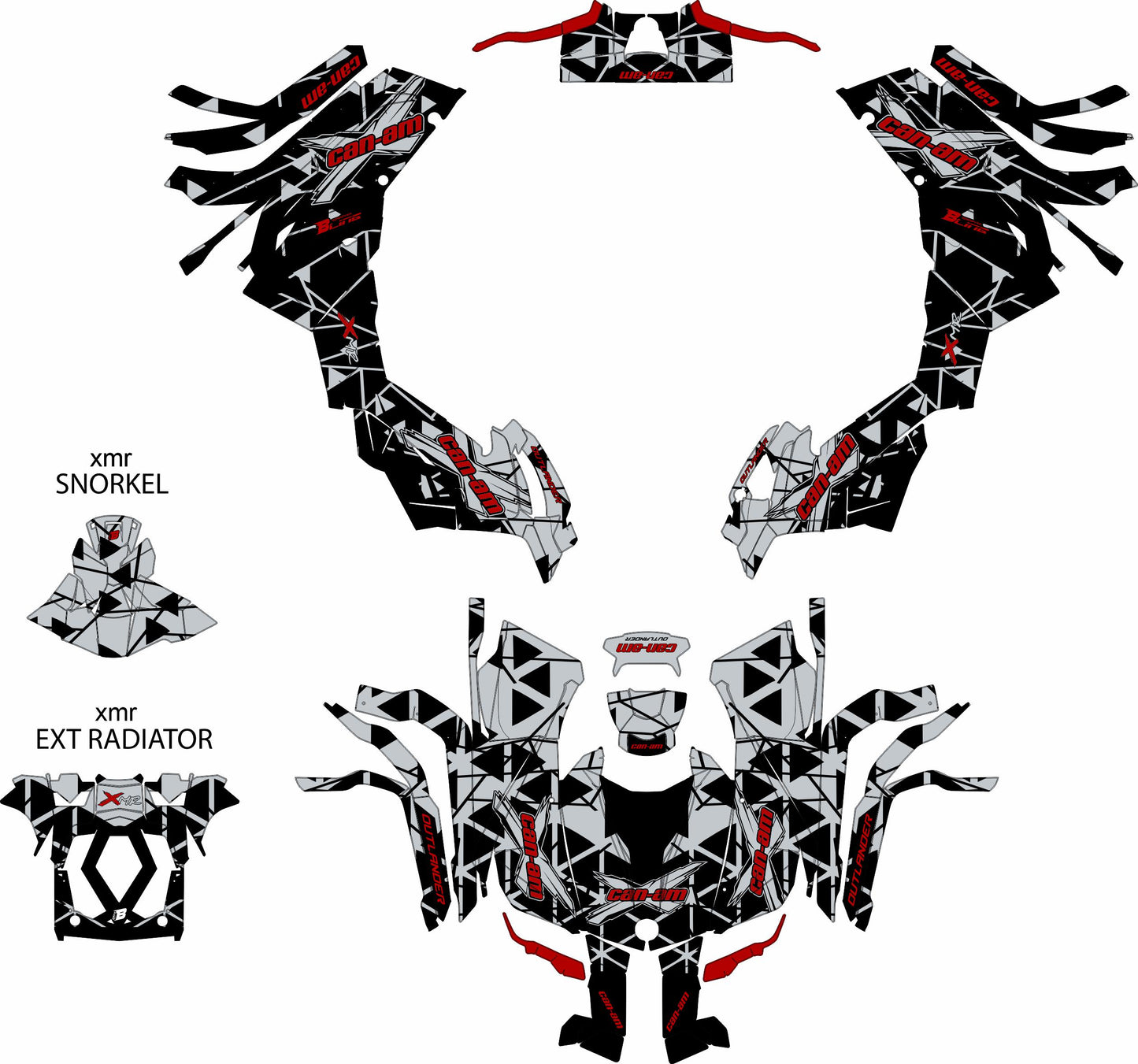 CAN-AM OUTLANDER G2 FULL GRAPHICS KIT "TRINGLED GREY" DESIGN