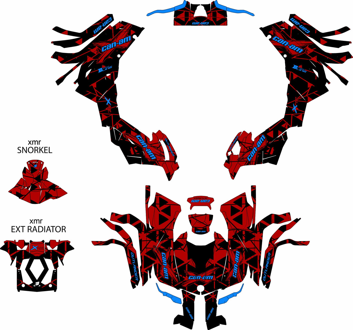 CAN-AM OUTLANDER G2 FULL GRAPHICS KIT "TRINGLED RED" DESIGN