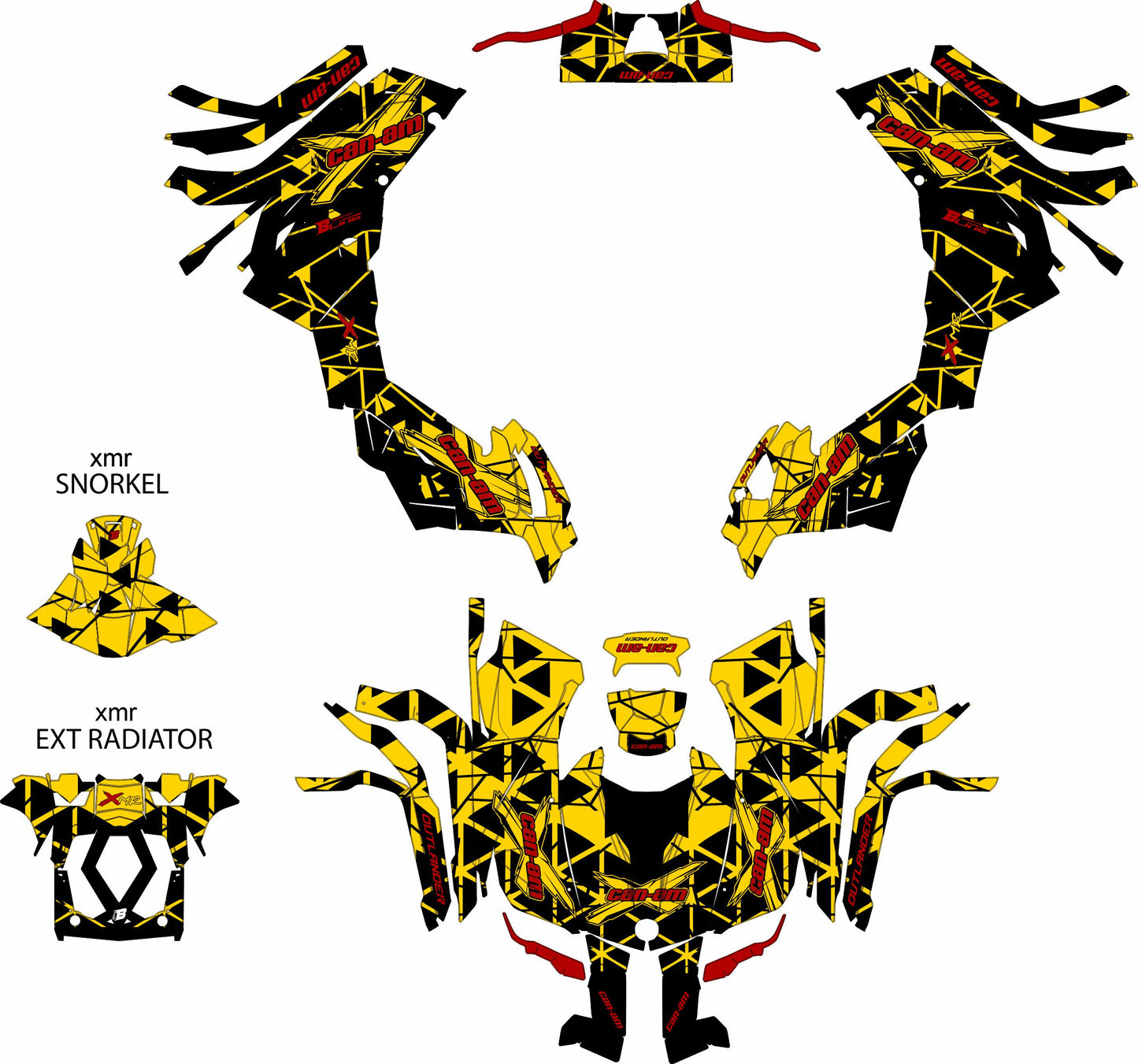 CAN-AM OUTLANDER G2 FULL GRAPHICS KIT "TRINGLED YELLOW" DESIGN