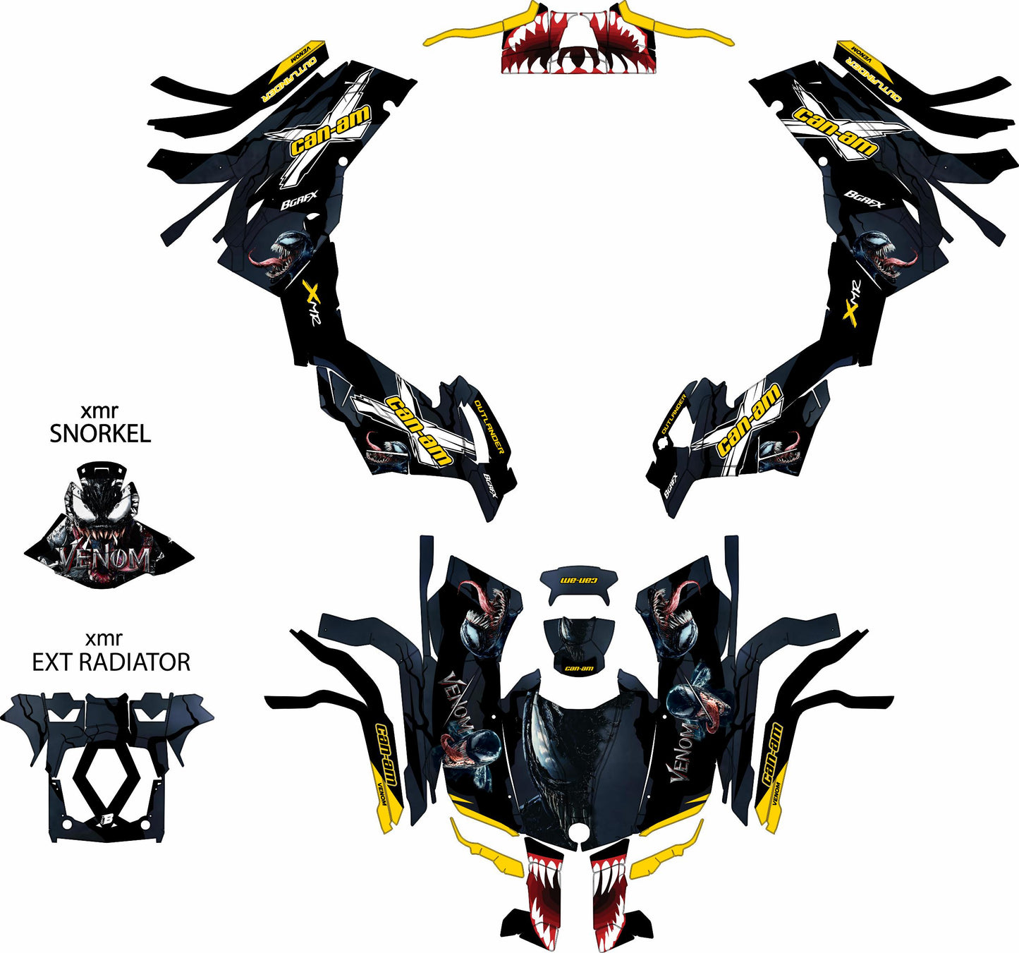 CAN-AM OUTLANDER G2 FULL GRAPHICS KIT "VENOMED YELLOW" DESIGN