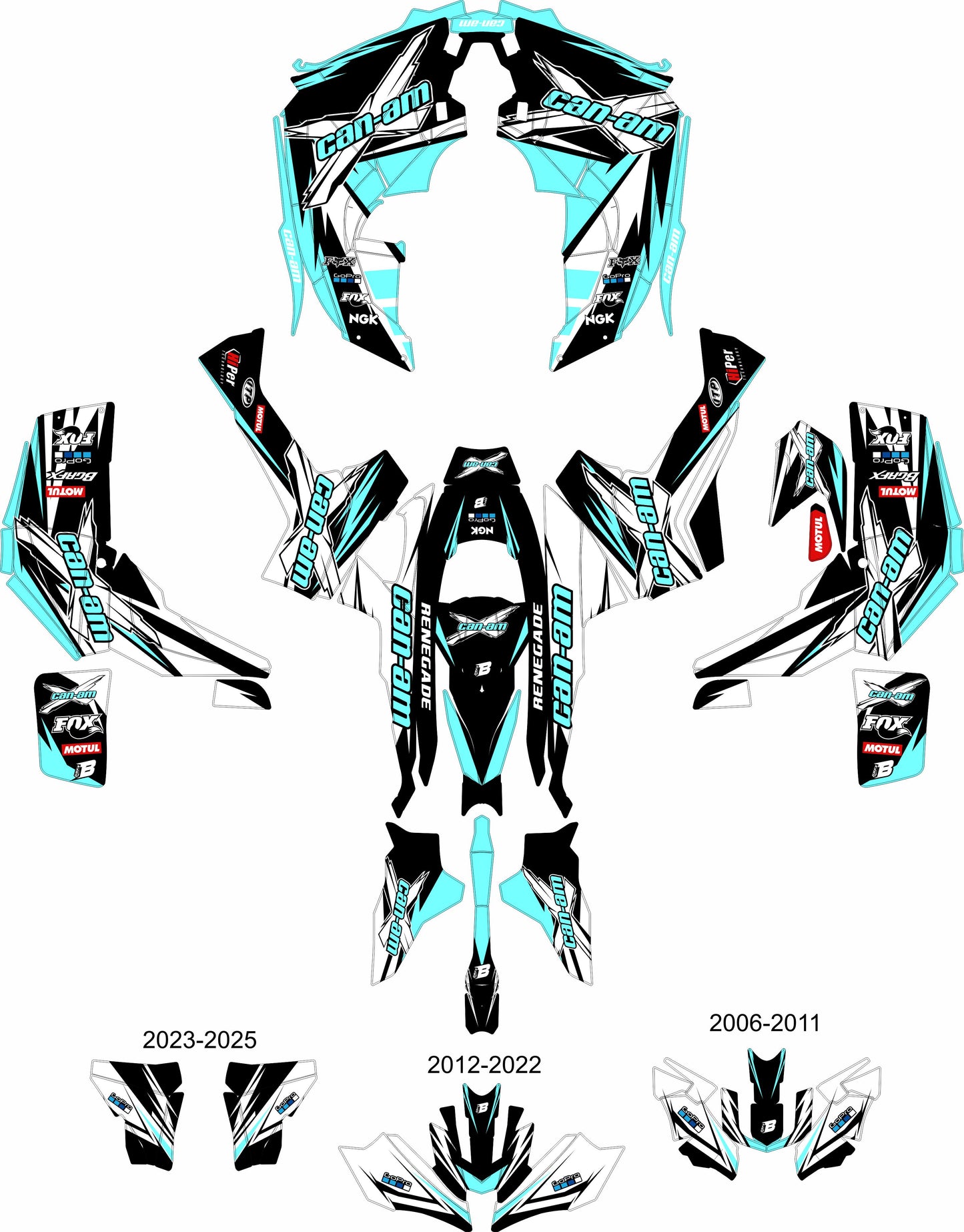 CAN-AM RENEGADE G1 G2 FULL GRAPHICS KIT "ACTION TEAL" DESIGN