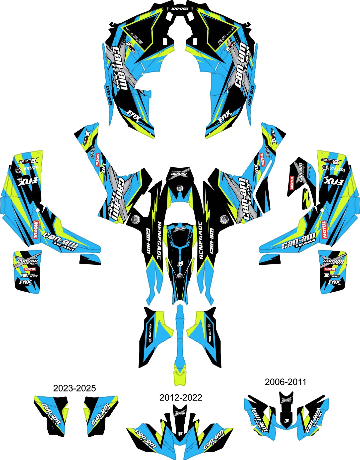 CAN-AM RENEGADE G1 G2 FULL GRAPHICS KIT "ATTACK BLUE" DESIGN