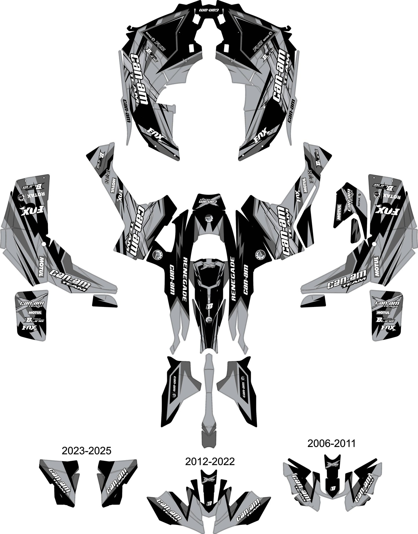 CAN-AM RENEGADE G1 G2 FULL GRAPHICS KIT "ATTACK GREY" DESIGN