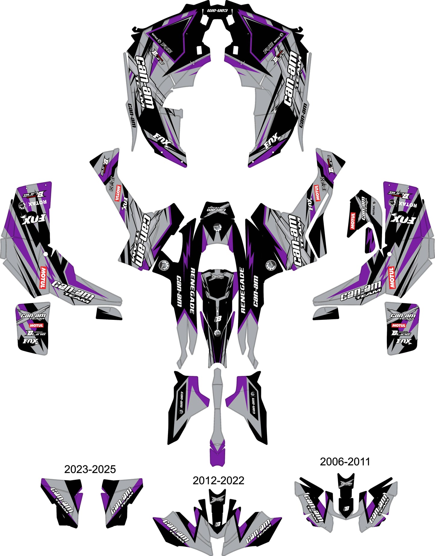 CAN-AM RENEGADE G1 G2 FULL GRAPHICS KIT "ATTACK PURPLE" DESIGN