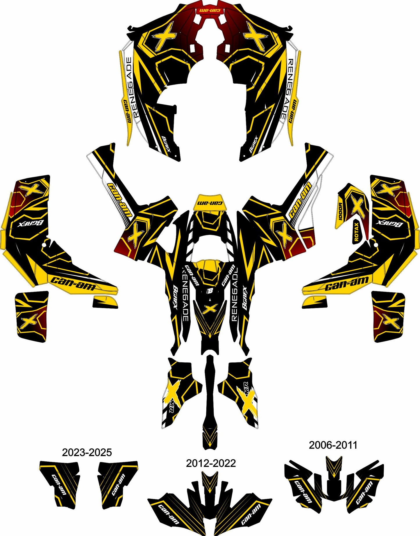 CAN-AM RENEGADE G1 G2 FULL GRAPHICS KIT "LINER YELLOW" DESIGN