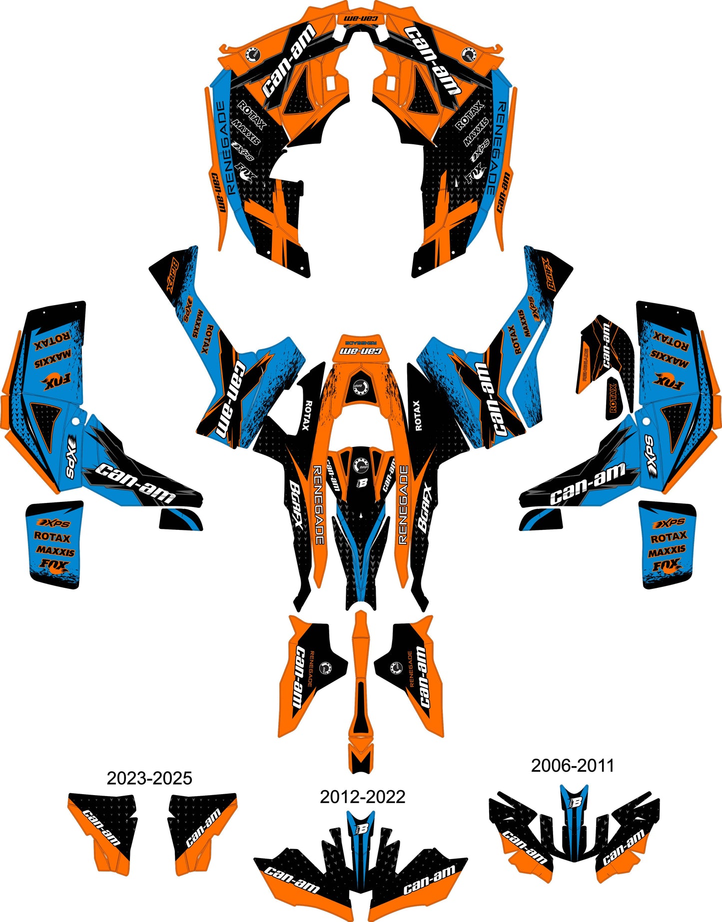 CAN-AM RENEGADE G1 G2 FULL GRAPHICS KIT "RAZOR ORANGE" DESIGN