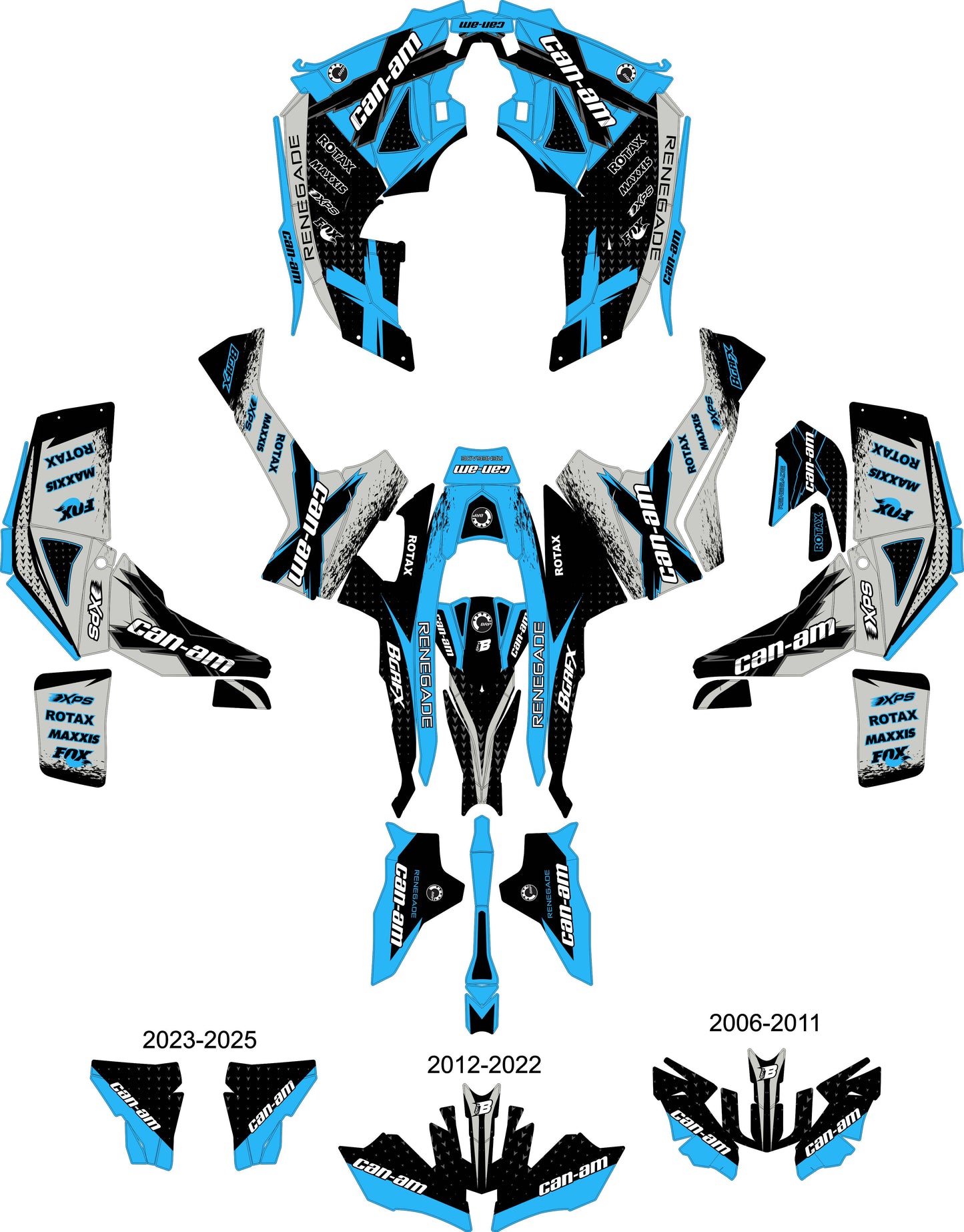 CAN-AM RENEGADE G1 G2 FULL GRAPHICS KIT "RAZOR LIGHT BLUE" DESIGN