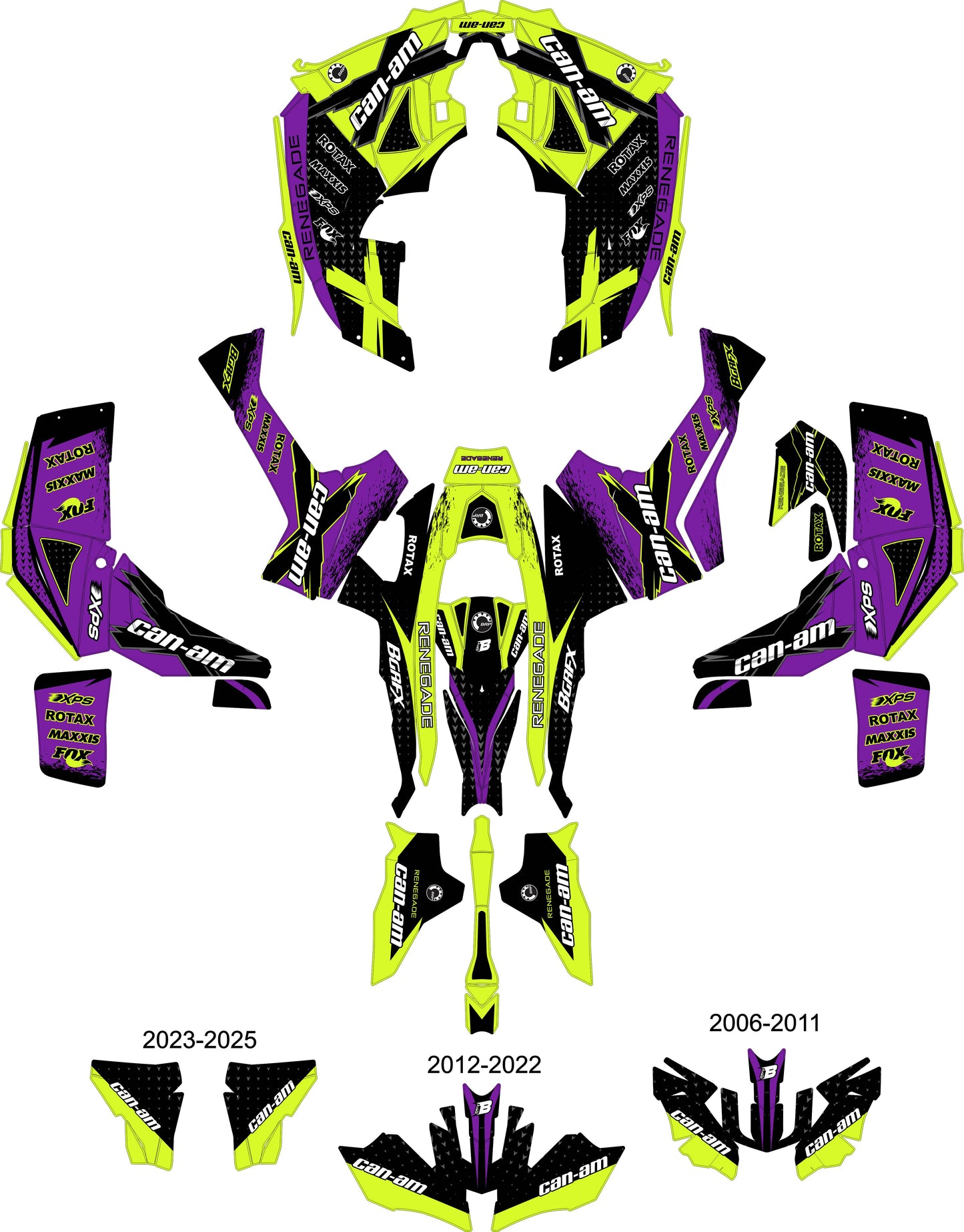 CAN-AM RENEGADE G1 G2 FULL GRAPHICS KIT "RAZOR PURPLE" DESIGN