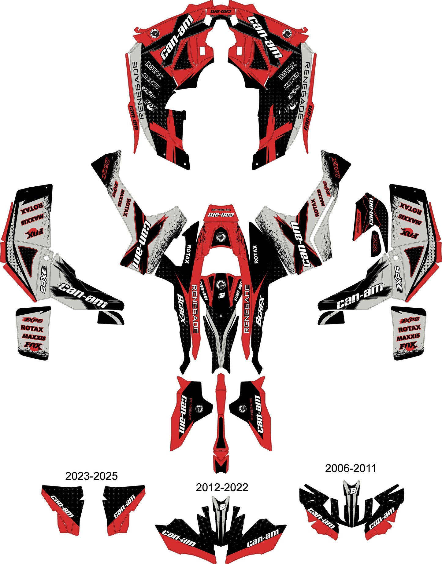 CAN-AM RENEGADE G1 G2 FULL GRAPHICS KIT "RAZOR RED" DESIGN