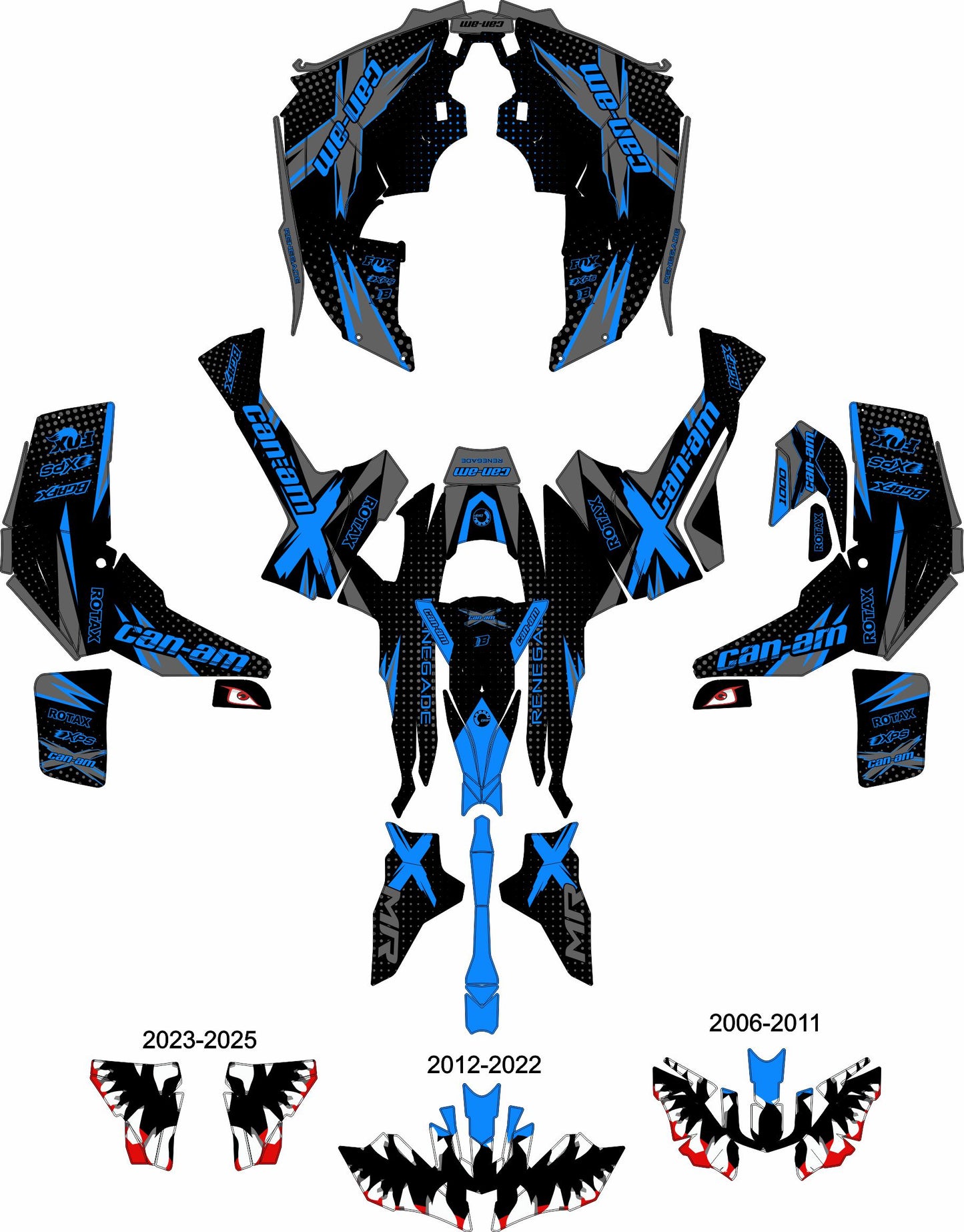 CAN-AM RENEGADE G1 G2 FULL GRAPHICS KIT "MEGA BLUE" DESIGN