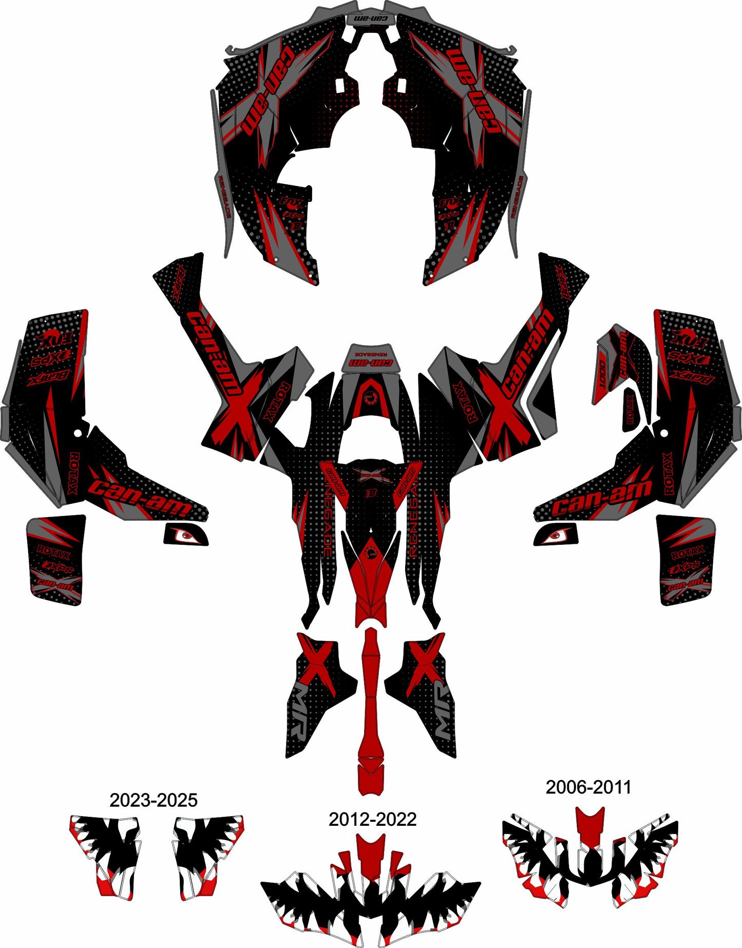 CAN-AM RENEGADE G1 G2 FULL GRAPHICS KIT "MEGA RED" DESIGN