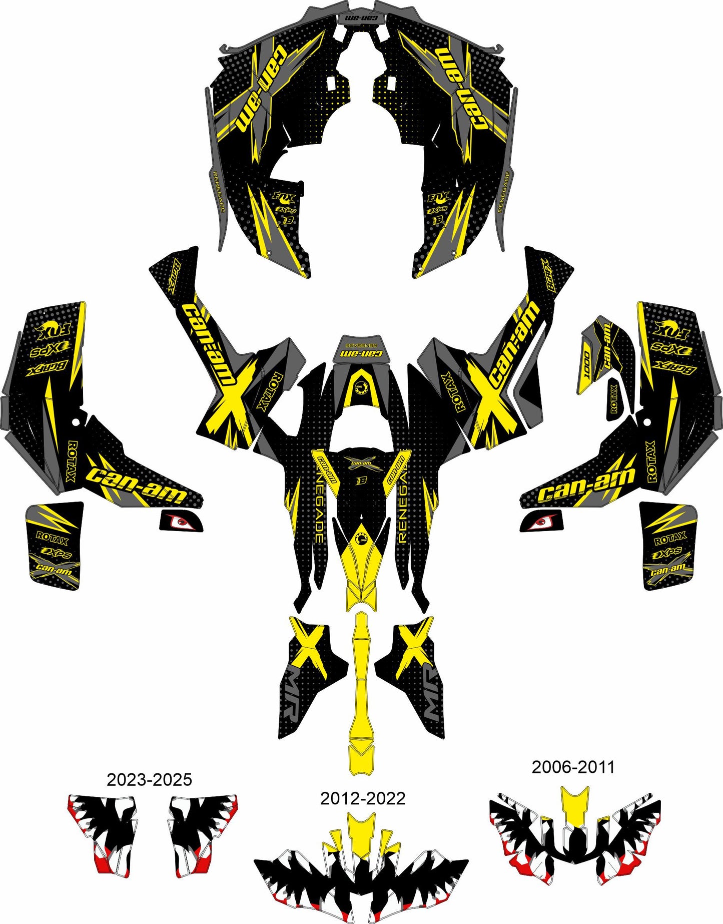 CAN-AM RENEGADE G1 G2 FULL GRAPHICS KIT "MEGA YELLOW" DESIGN