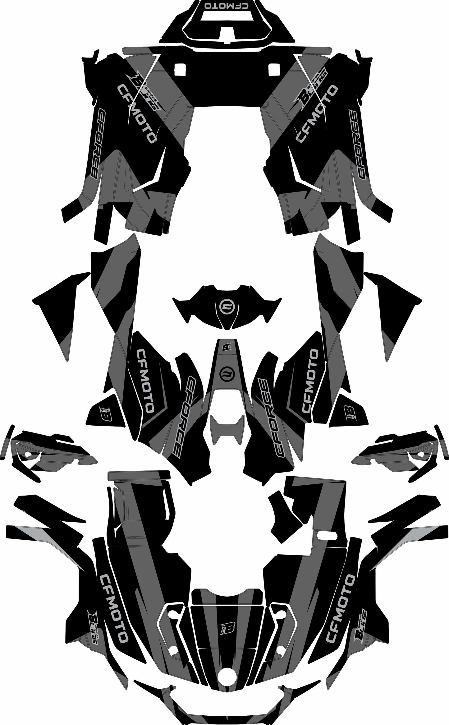 CFMOTO CFORCE 625 FULL GRAPHICS KIT ''ATOM BLACK'' DESIGN