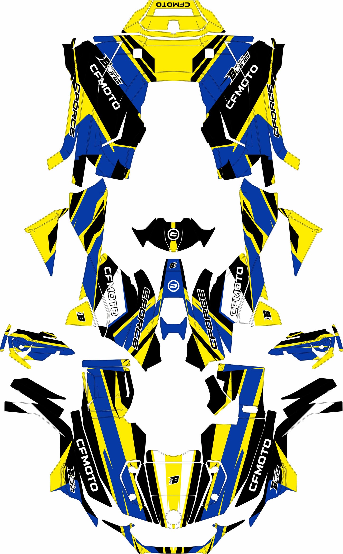 CFMOTO CFORCE 625 FULL GRAPHICS KIT ''ATOM BLUE'' DESIGN