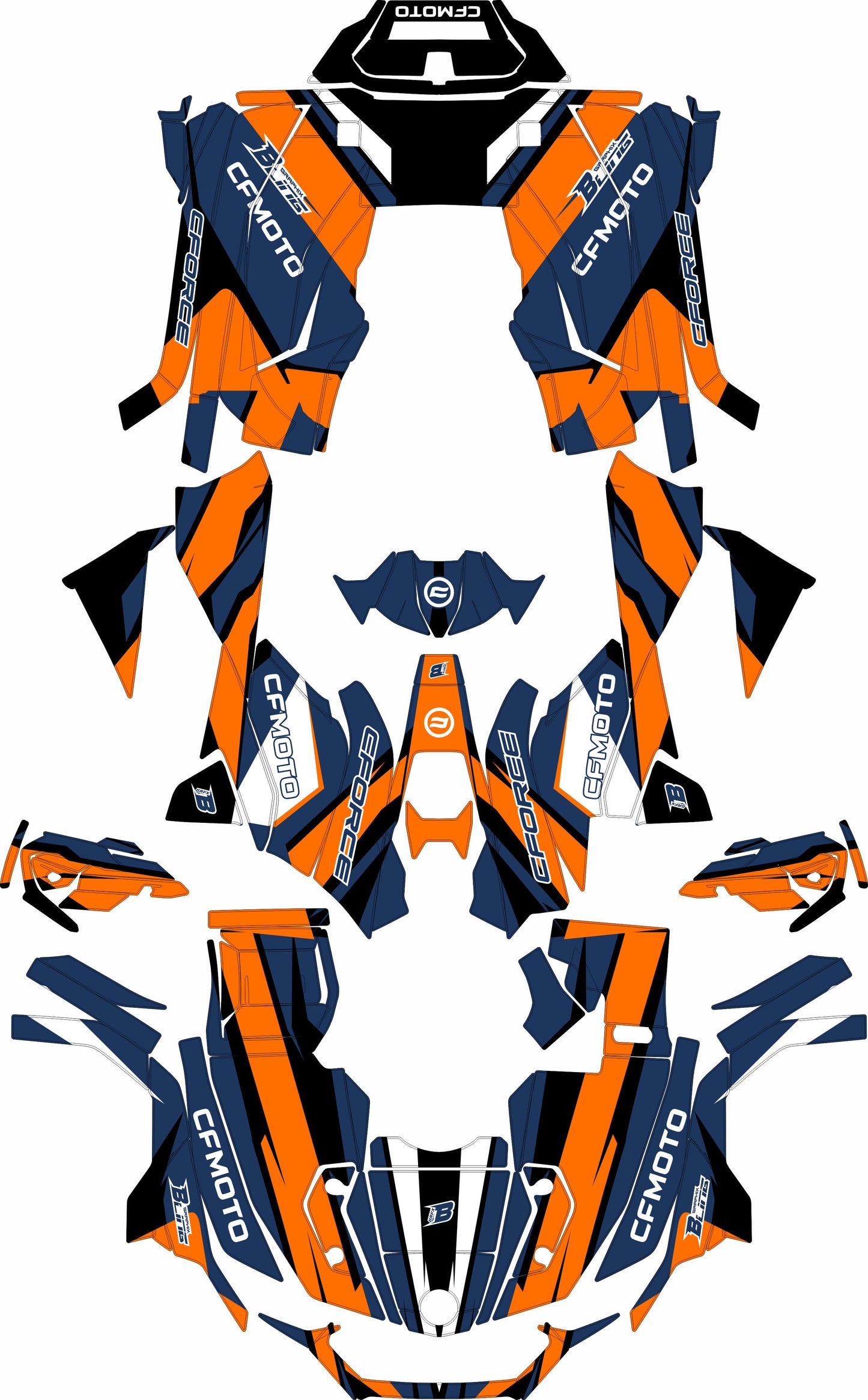 CFMOTO CFORCE 625 FULL GRAPHICS KIT ''ATOM ORANGE'' DESIGN