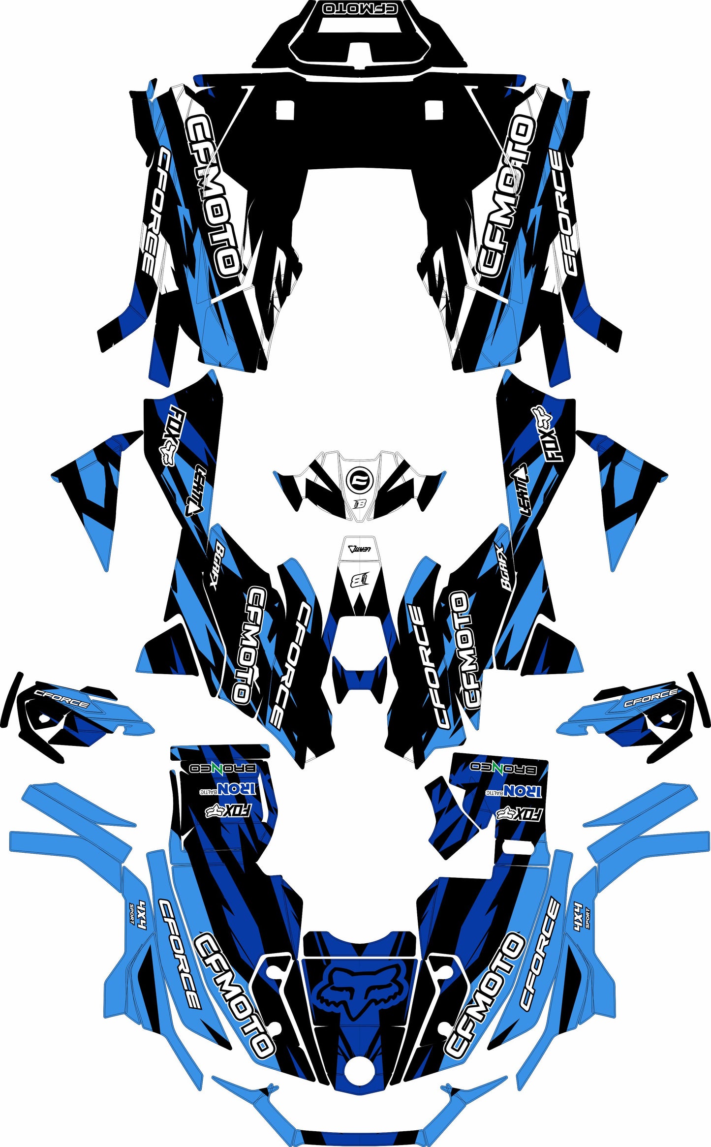 CFMOTO CFORCE 625 FULL GRAPHICS KIT ''RAVED BLUE'' DESIGN