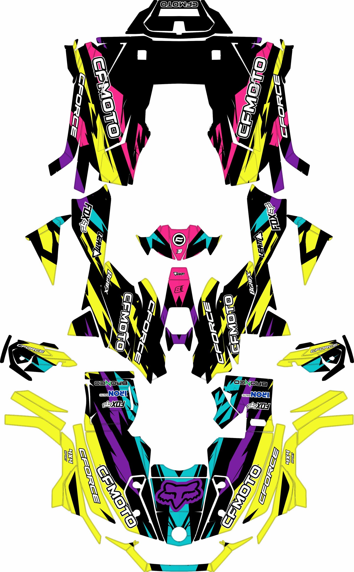 CFMOTO CFORCE 625 FULL GRAPHICS KIT ''RAVED COLORED'' DESIGN