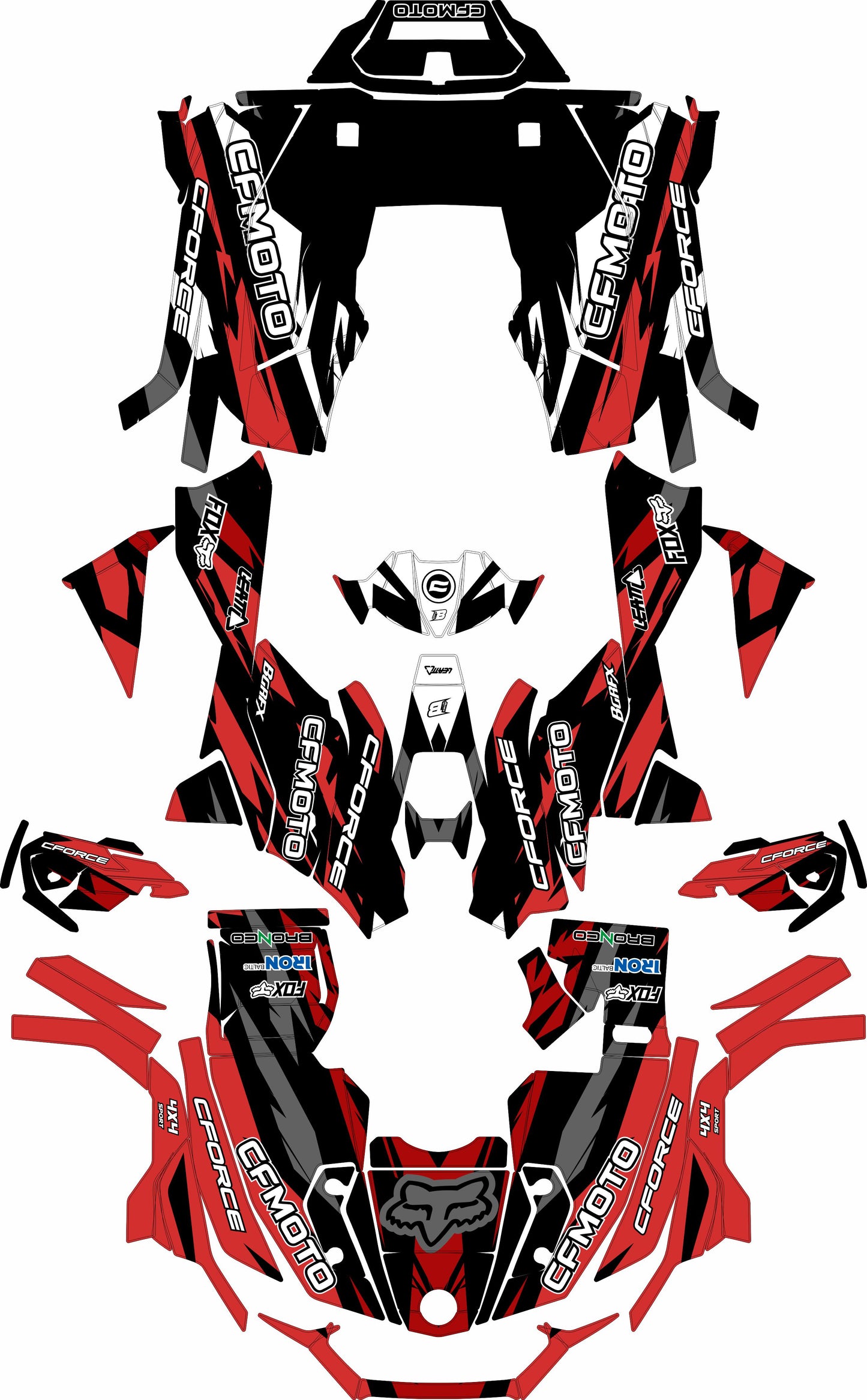 CFMOTO CFORCE 625 FULL GRAPHICS KIT ''RAVED RED'' DESIGN