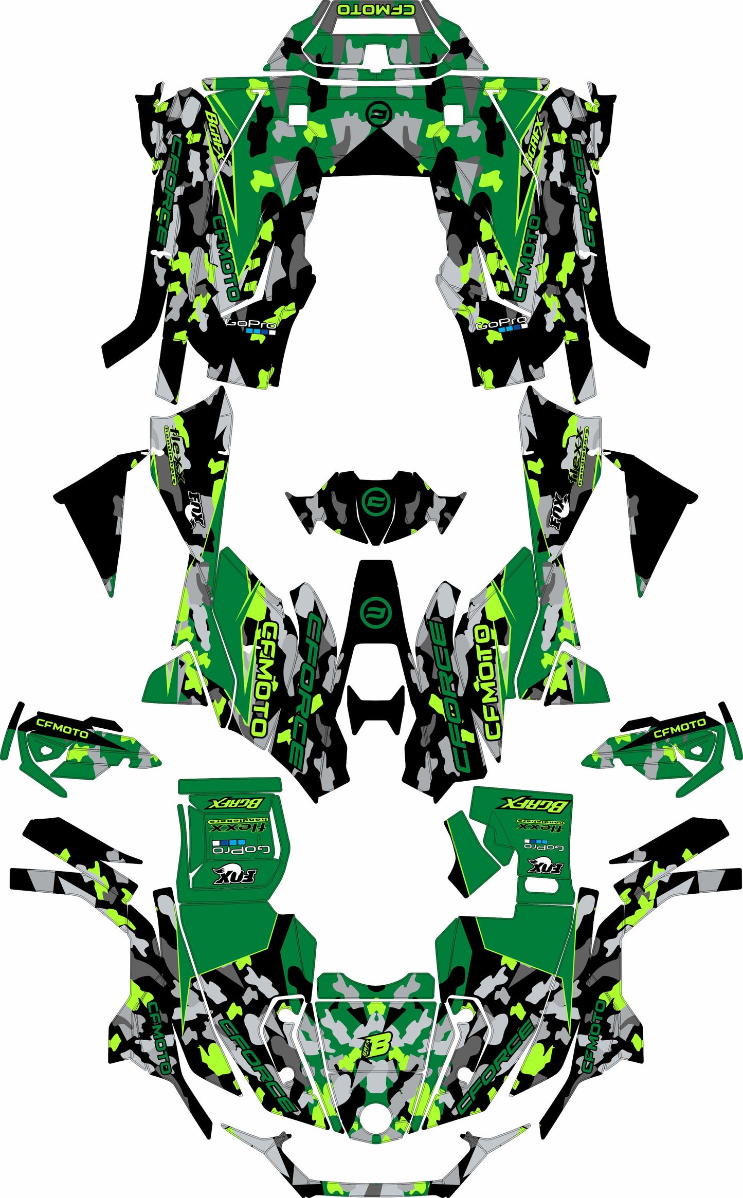 CFMOTO CFORCE 625 FULL GRAPHICS KIT ''CAMO GREEN'' DESIGN