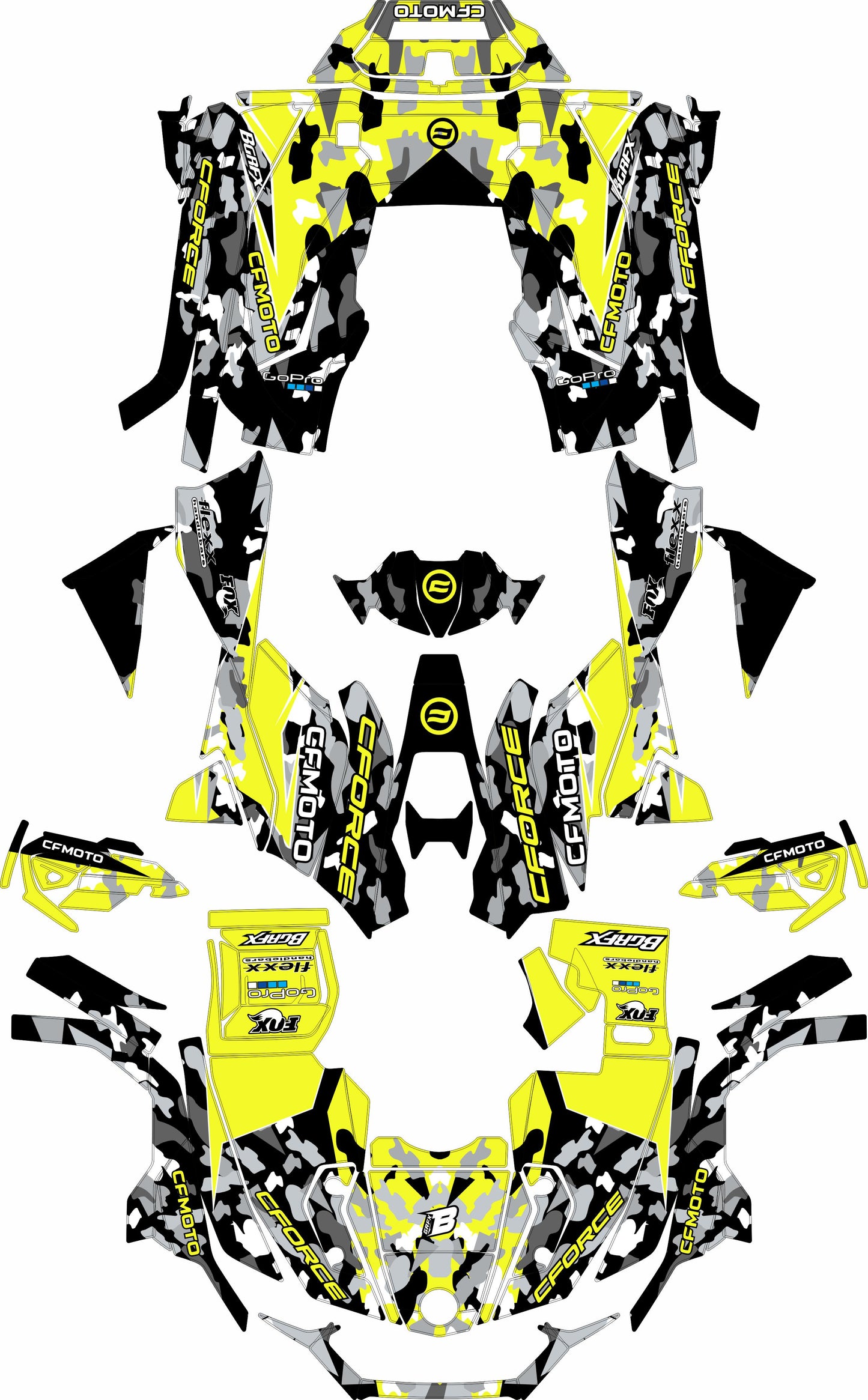 CFMOTO CFORCE 625 FULL GRAPHICS KIT ''CAMO LIME'' DESIGN