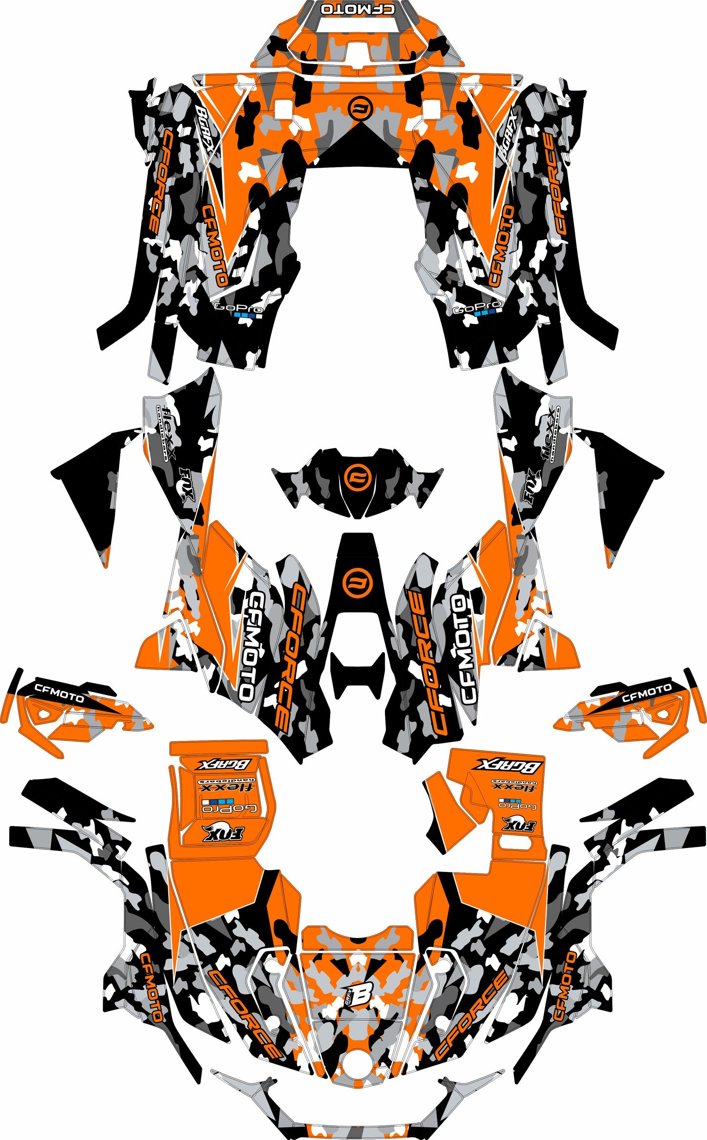 CFMOTO CFORCE 625 FULL GRAPHICS KIT ''CAMO ORANGE'' DESIGN