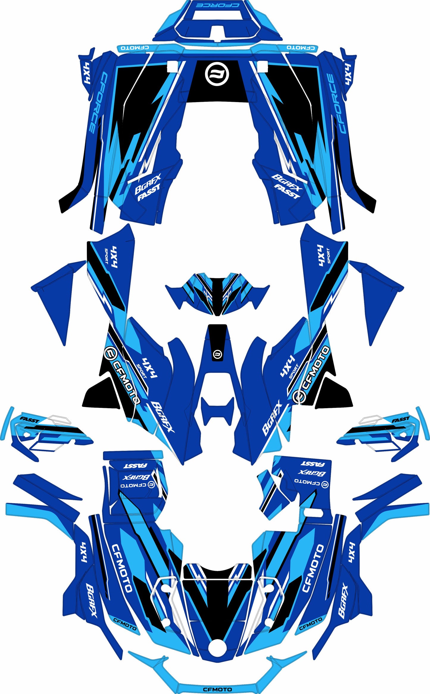 CFMOTO CFORCE 625 FULL GRAPHICS KIT ''TANTRUM BLUE'' DESIGN