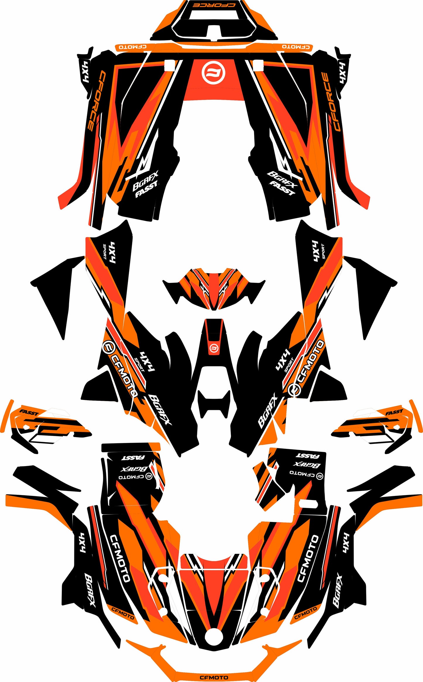 CFMOTO CFORCE 625 FULL GRAPHICS KIT ''TANTRUM ORANGE'' DESIGN