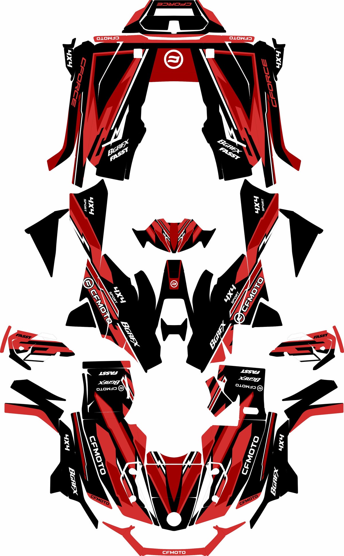Bgrfx Graphics CFMOTO CFORCE 625 FULL GRAPHICS KIT ''TANTRUM RED'' DESIGN – bling graphix