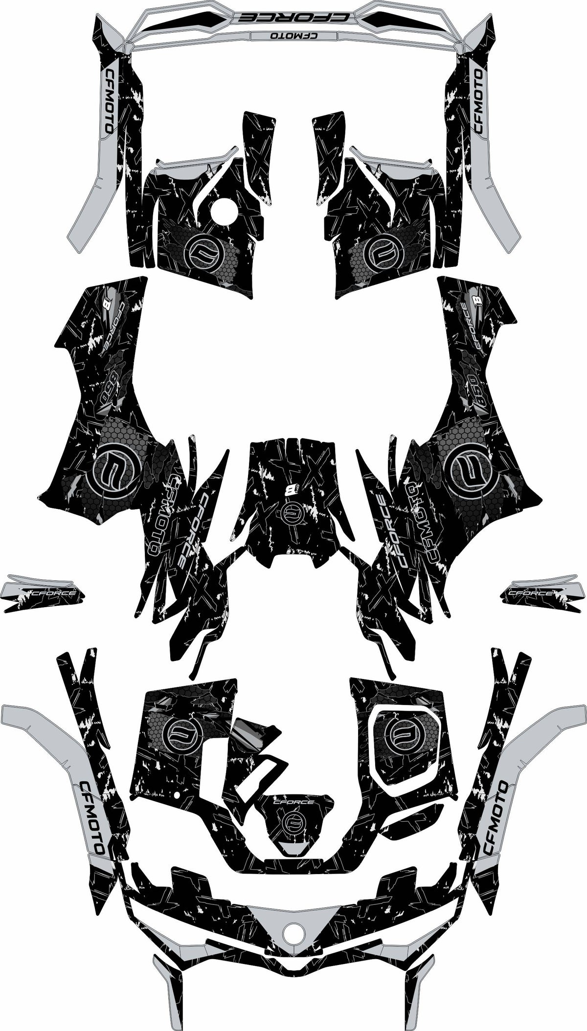 CFMOTO CFORCE G3 FULL GRAPHICS KIT ''RAW GREY'' DESIGN