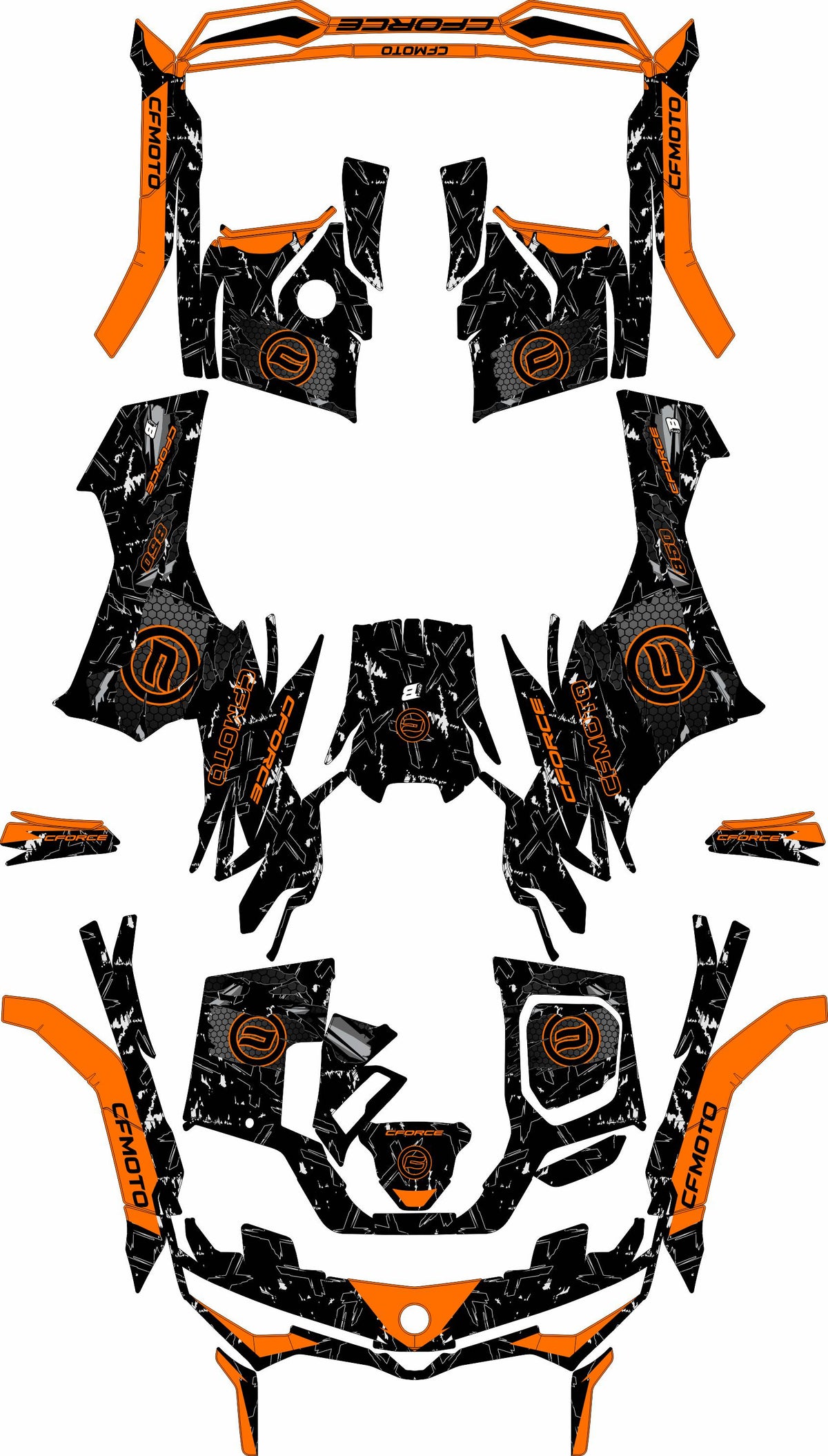 CFMOTO CFORCE G3 FULL GRAPHICS KIT ''RAW ORANGE'' DESIGN