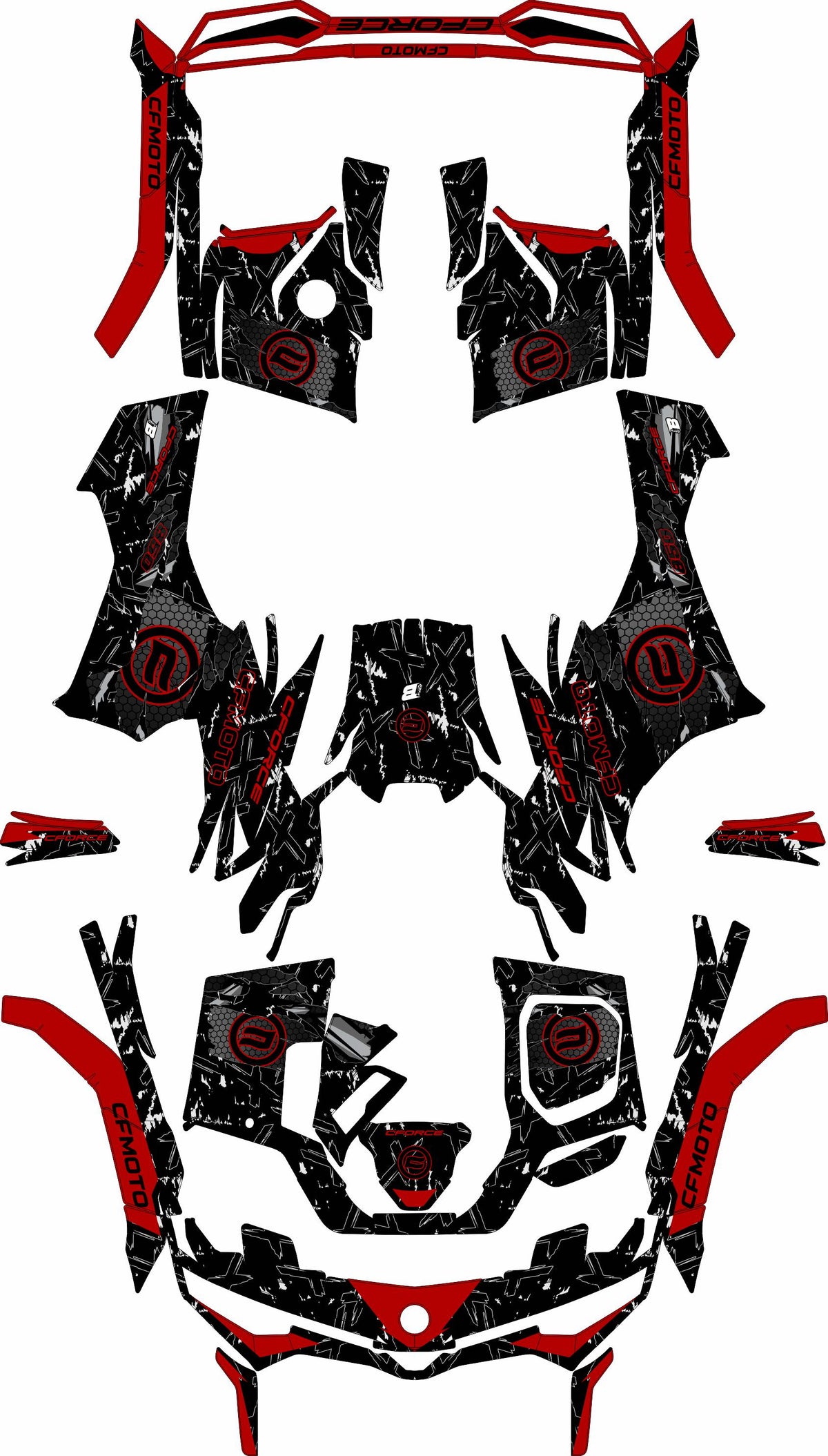 CFMOTO CFORCE G3 FULL GRAPHICS KIT ''RAW RED'' DESIGN