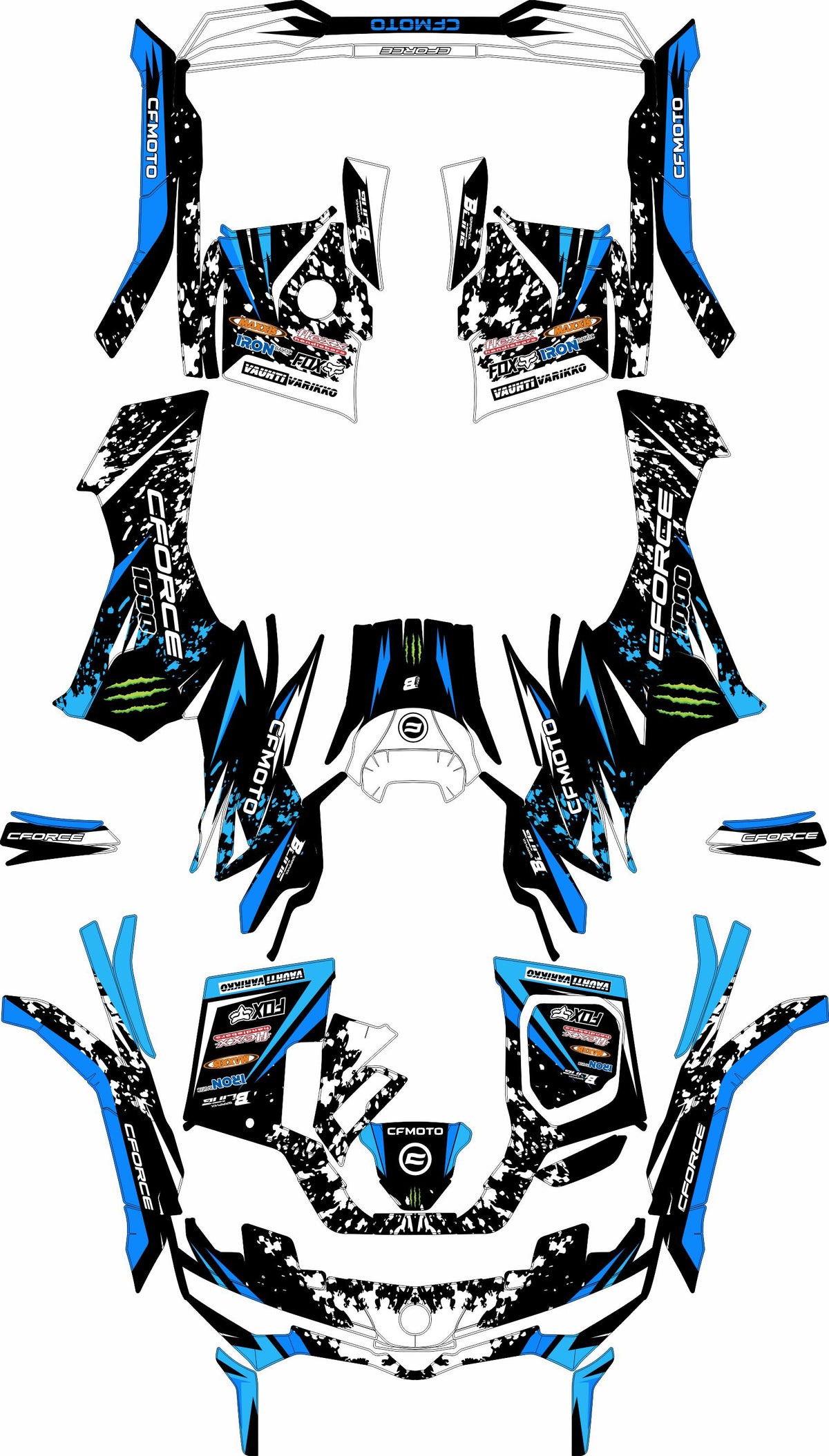 CFMOTO CFORCE G3 FULL GRAPHICS KIT ''SPLASHED BLUE'' DESIGN