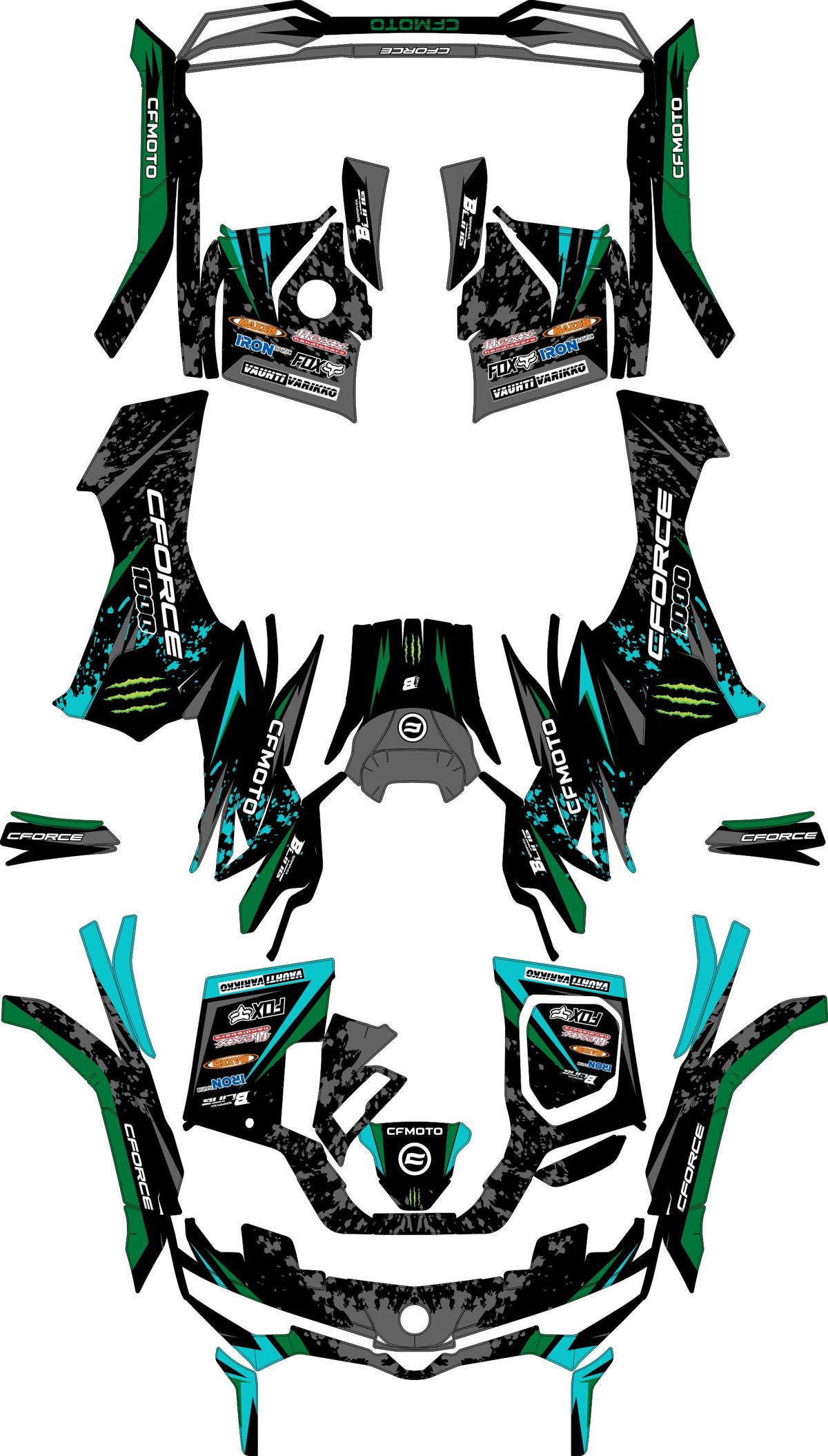 CFMOTO CFORCE G3 FULL GRAPHICS KIT ''SPLASHED GREEN'' DESIGN