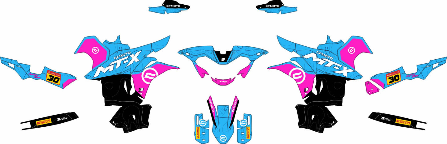 CF MOTO MT-X 800-1000 FULL GRAPHICS KIT ''TOPOGRAPH BLUE'' DESIGN